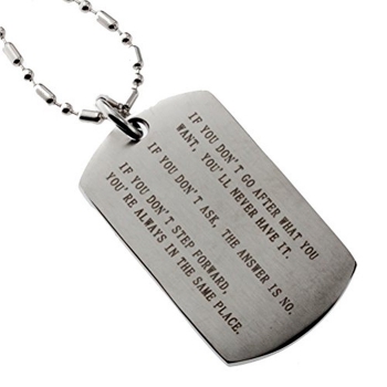 R.H. Jewelry Stainless Steel Inspirational Quotes Dog Tag Pendant for Men and Women
